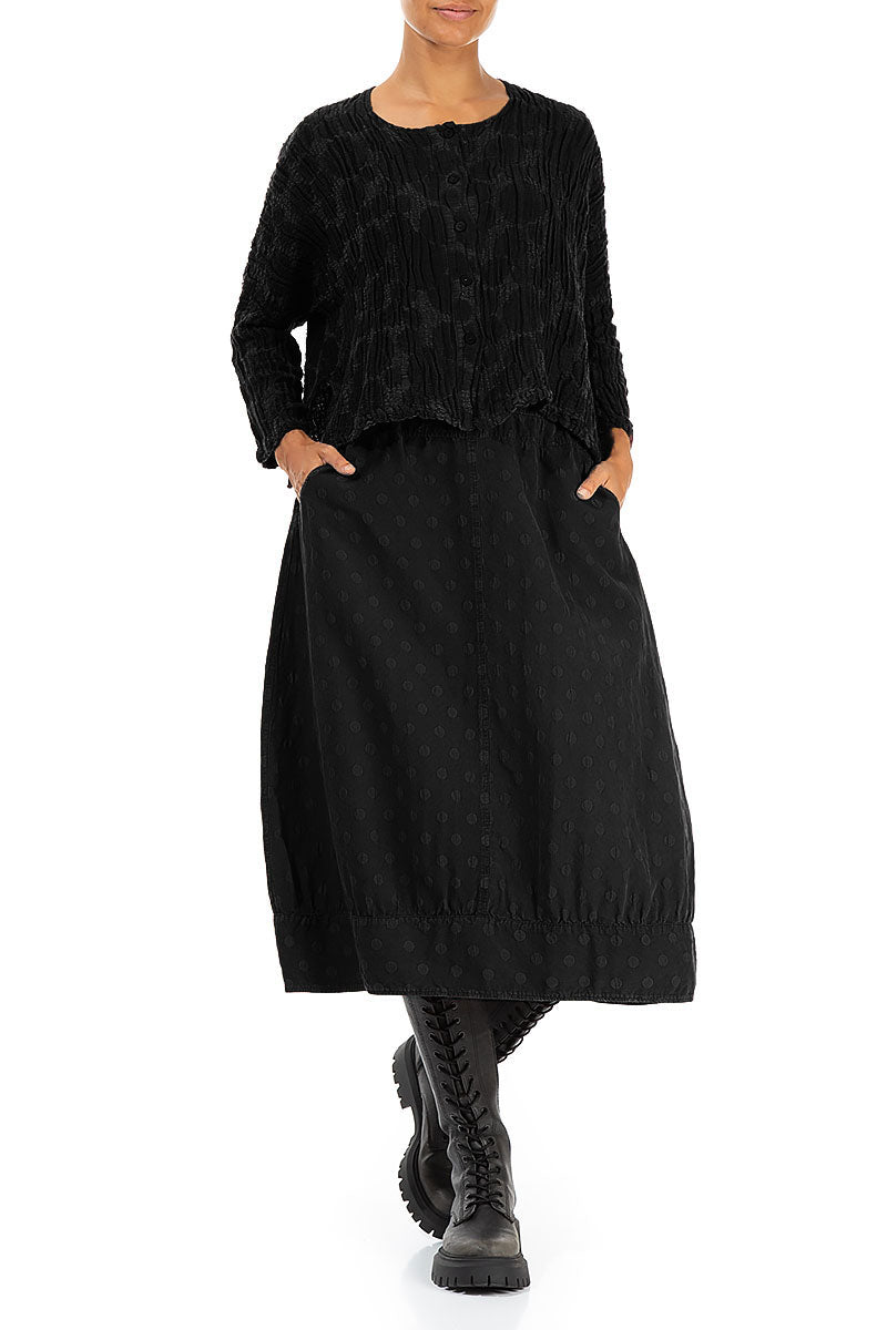 Taper Dotty Black Silk Skirt 4