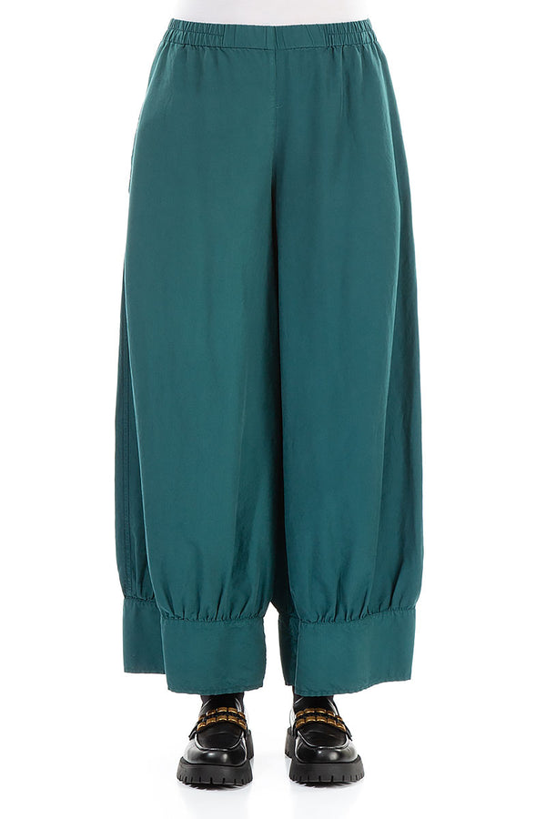 Taper Emerald Silk Cotton Trousers 1