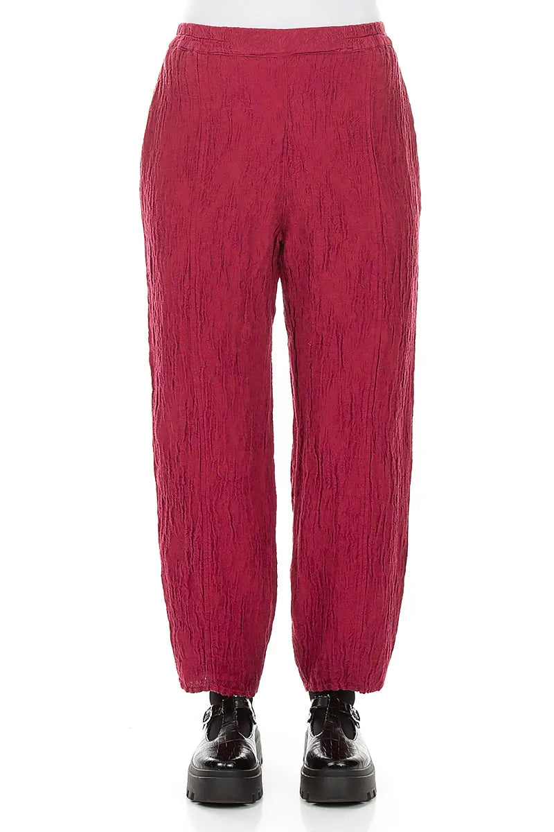 Taper Floral Ruby Silk Trousers 1