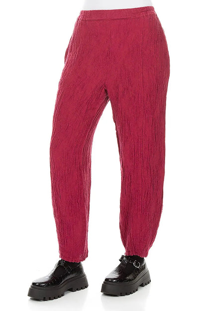 Taper Floral Ruby Silk Trousers 3