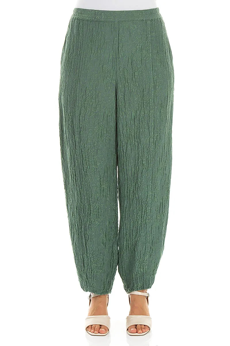 Taper Floral Sage Silk Trousers