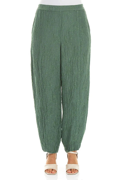 Taper Floral Sage Silk Trousers