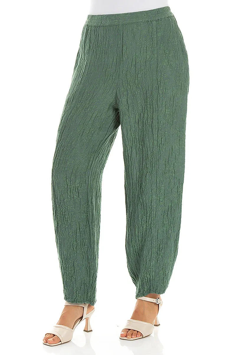 Taper Floral Sage Silk Trousers