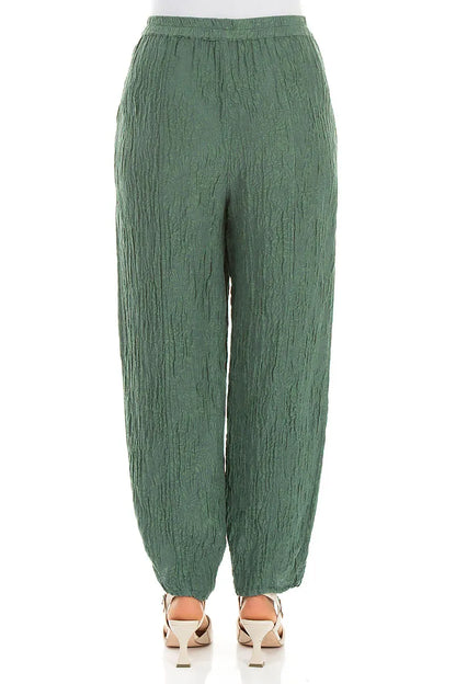 Taper Floral Sage Silk Trousers