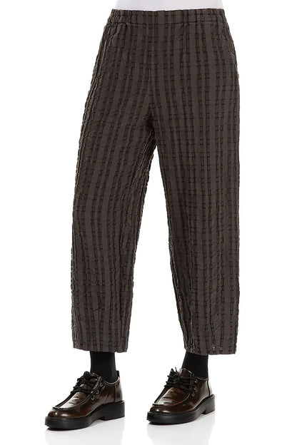 Taper Forest Braun karierte Leinen-Baumwollhose