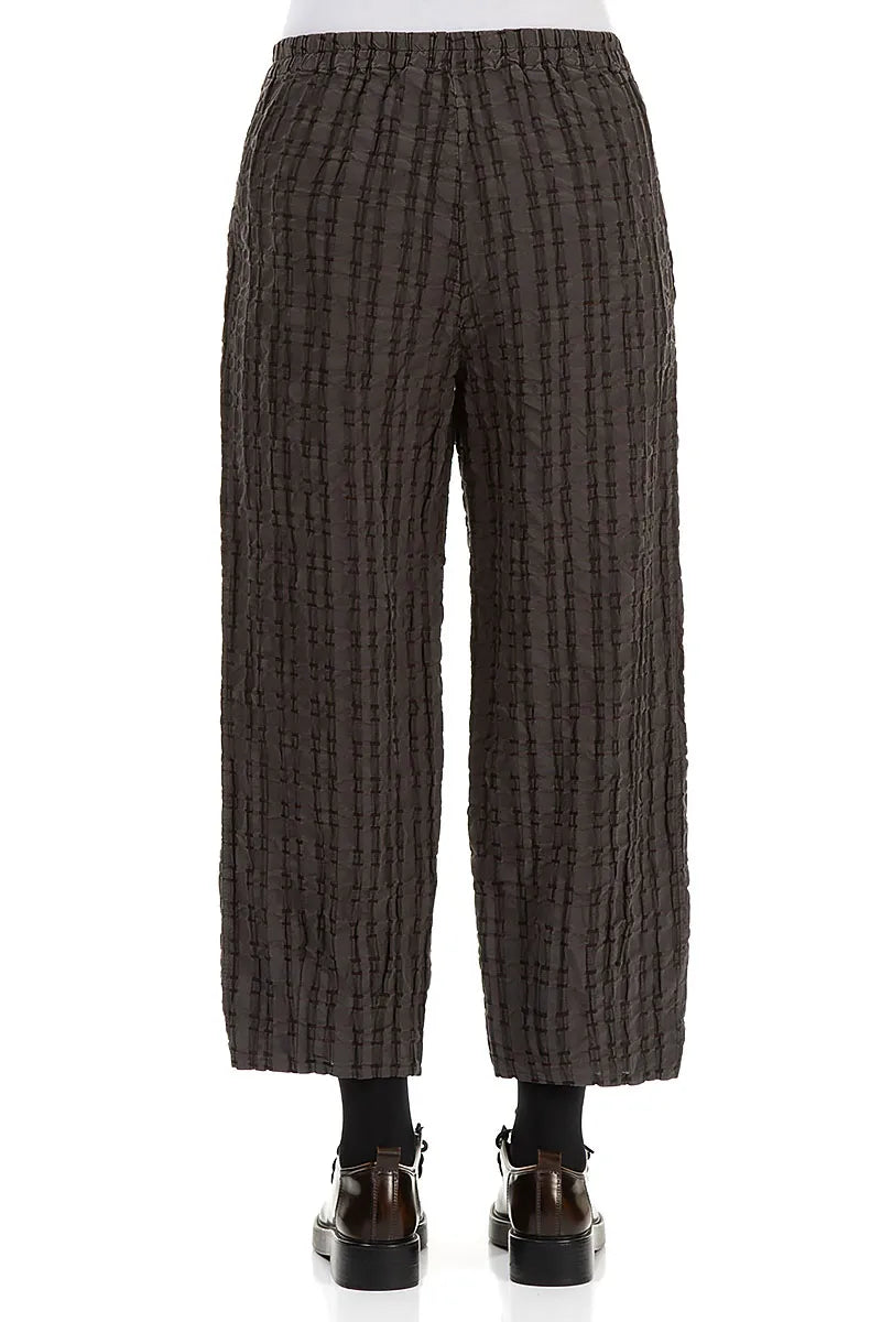 Taper Forest Braun karierte Leinen-Baumwollhose