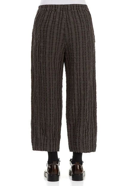 Taper Forest Braun karierte Leinen-Baumwollhose