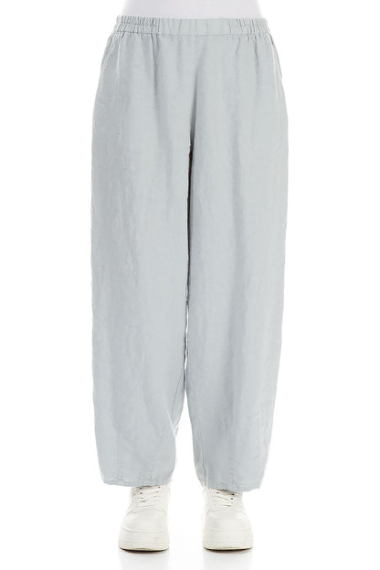 Taper Light Grey Linen Trousers 1