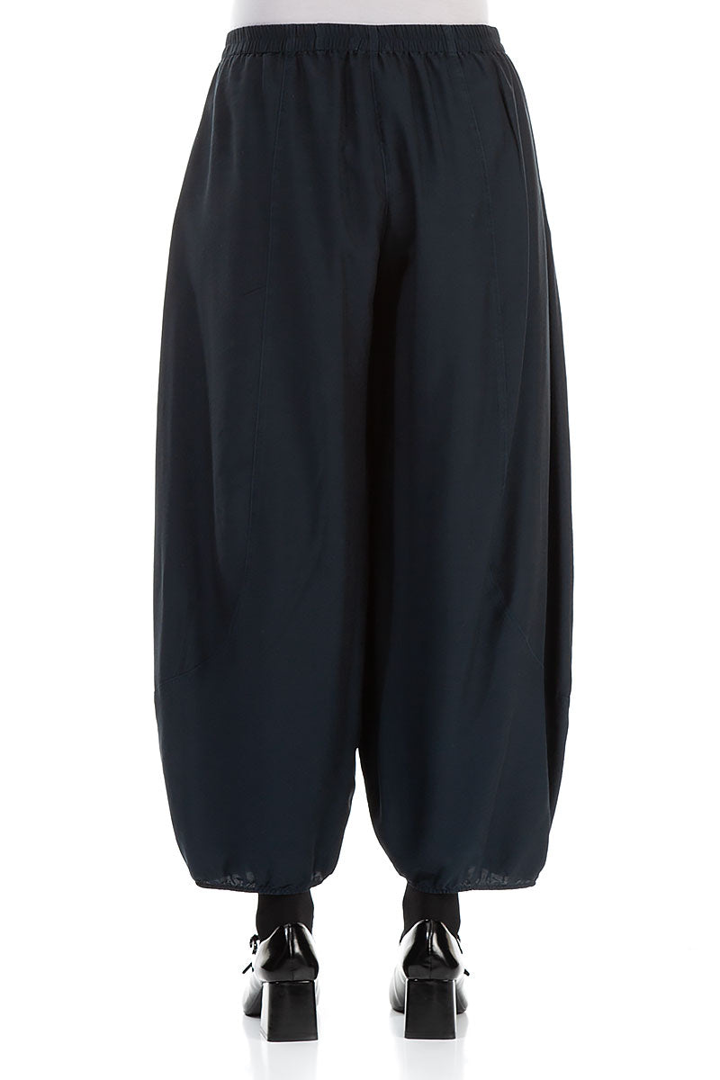 Taper Midnight Blue Silk Bamboo Trousers 2