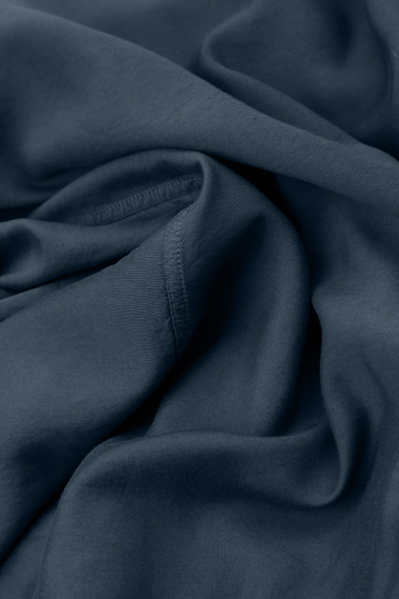 Taper Midnight Blue Silk Cotton Trousers 4