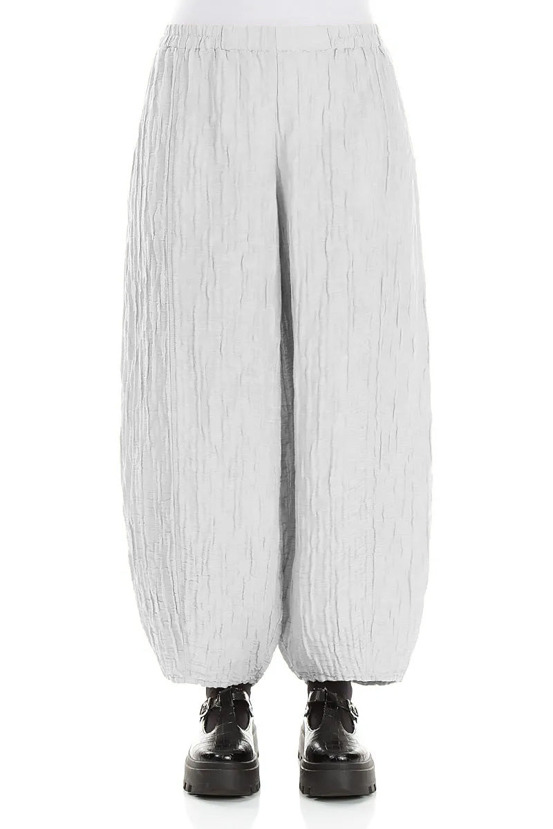 Taper Pearl Grey Crinkled Trousers 1