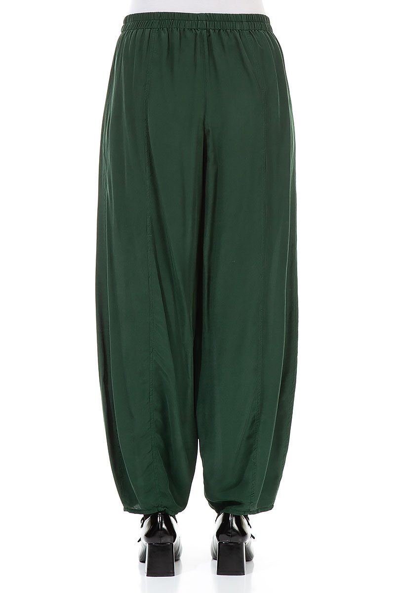 Taper Pine Green Silk Bamboo Trousers 2