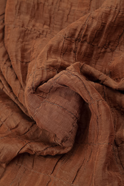 Taper Pleated Aged Copper Silk Linen Trousers