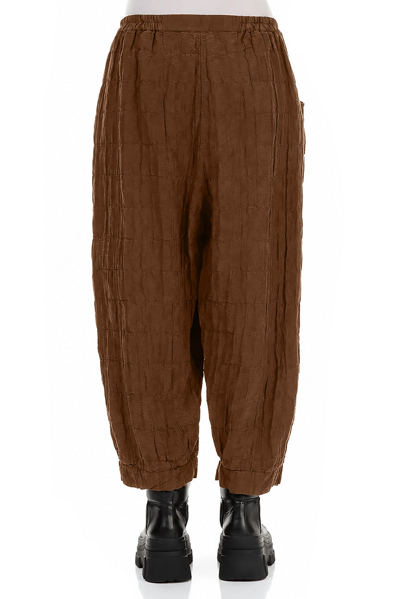 Taper Pleated Aged Copper Silk Linen Trousers 2
