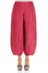 Taper Raspberry Crinkled Silk Linen Trousers 1