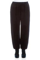 Taper Royal Blue Silk Velvet Trousers 1