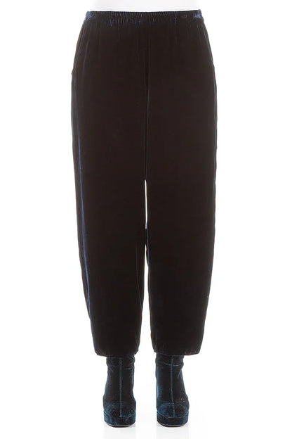Pantalon fuselé en velours de soie bleu royal