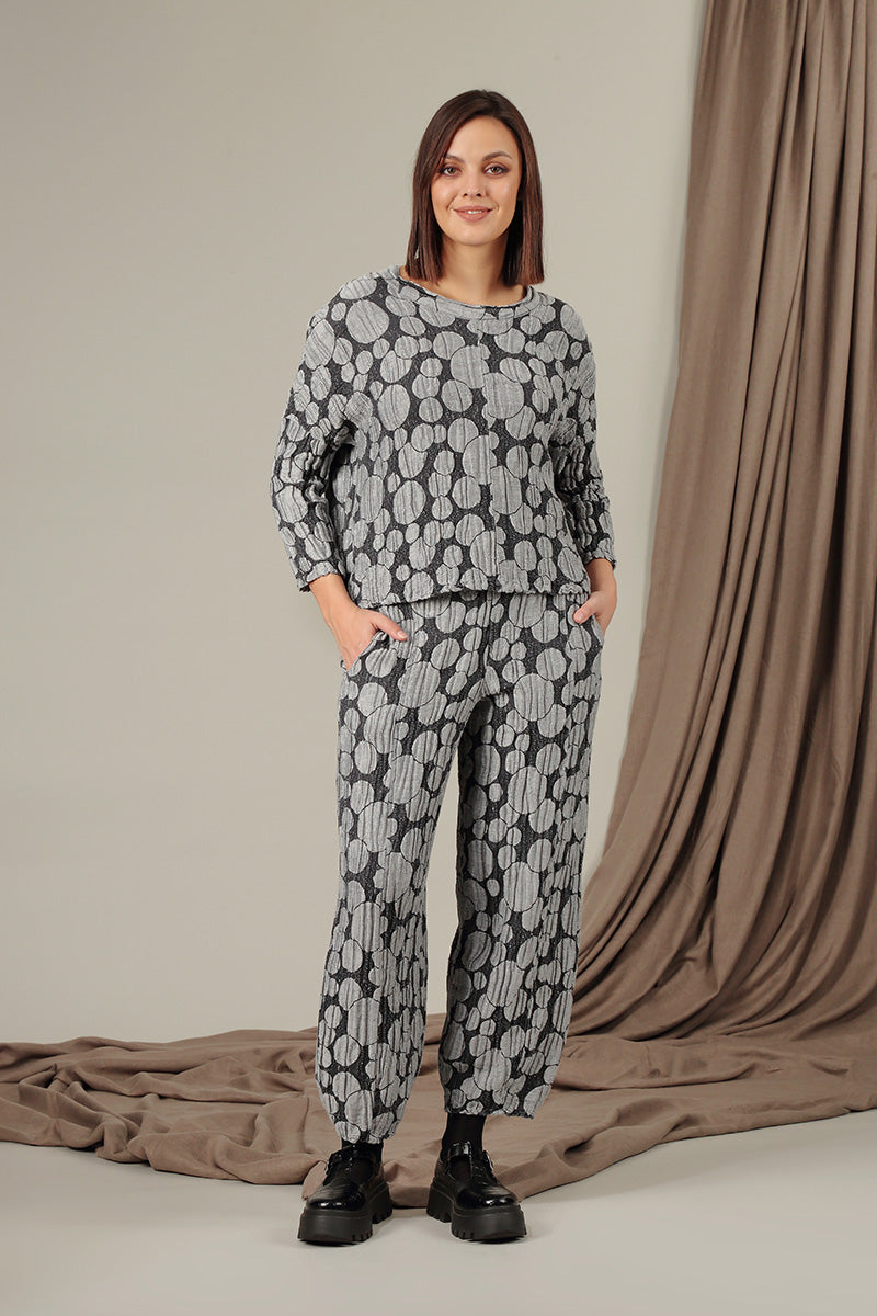 Taper Silver Circle Silk Linen Trousers 6