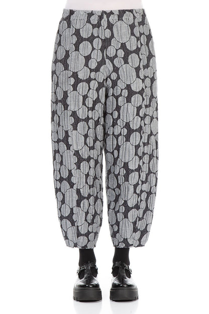 Taper Silver Circle Silk Linen Trousers 1