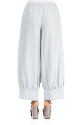 Taper Silver Grey Silk Cotton Trousers 2