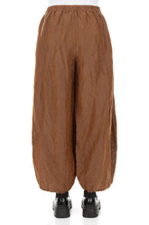 Taper Textured Aged Copper Silk Linen Trousers 2