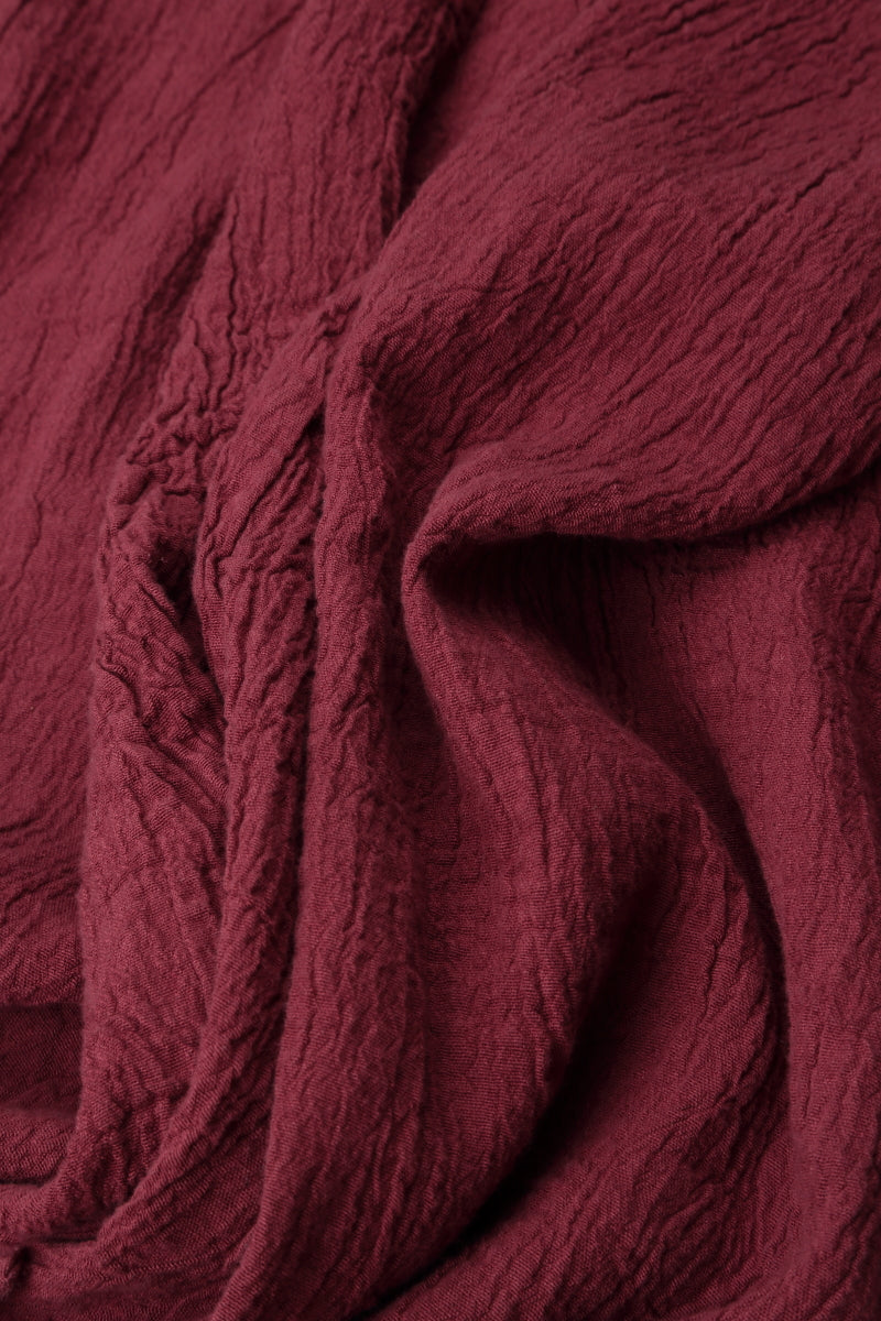 Taper Tie Up Antique Ruby Textured Linen Trousers 6