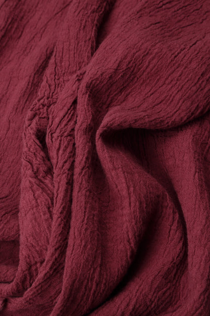 Taper Tie Up Antique Ruby Textured Linen Trousers 6