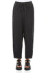Taper Tie Up Graphite Textured Linen Trousers 1