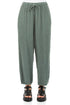 Taper Tie Up Sage Textured Linen Trousers 1