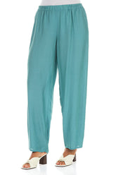 Taper Turquoise Silk Bamboo Trousers 3