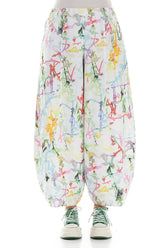 Taper Wide Colour Splash Linen Trousers 1