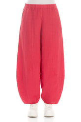 Taper Wide Raspberry Linen Trousers 1
