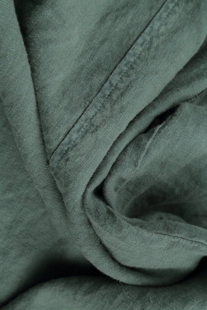 Weite, konische Leinenhose in Salbeigrün