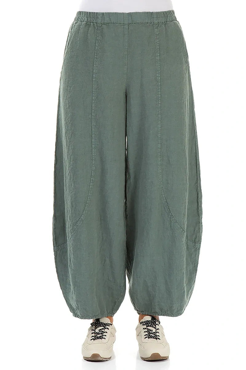 Taper Wide Sage Linen Trousers 1