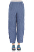 Tapered Barrel Blue Nova Crinkled Silk Trousers 1