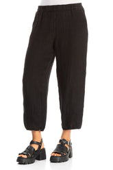 Tapered Black Mélange Linen Trousers 3