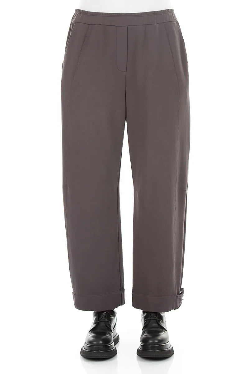 Tapered Charcoal French Terry Cotton Trousers 1