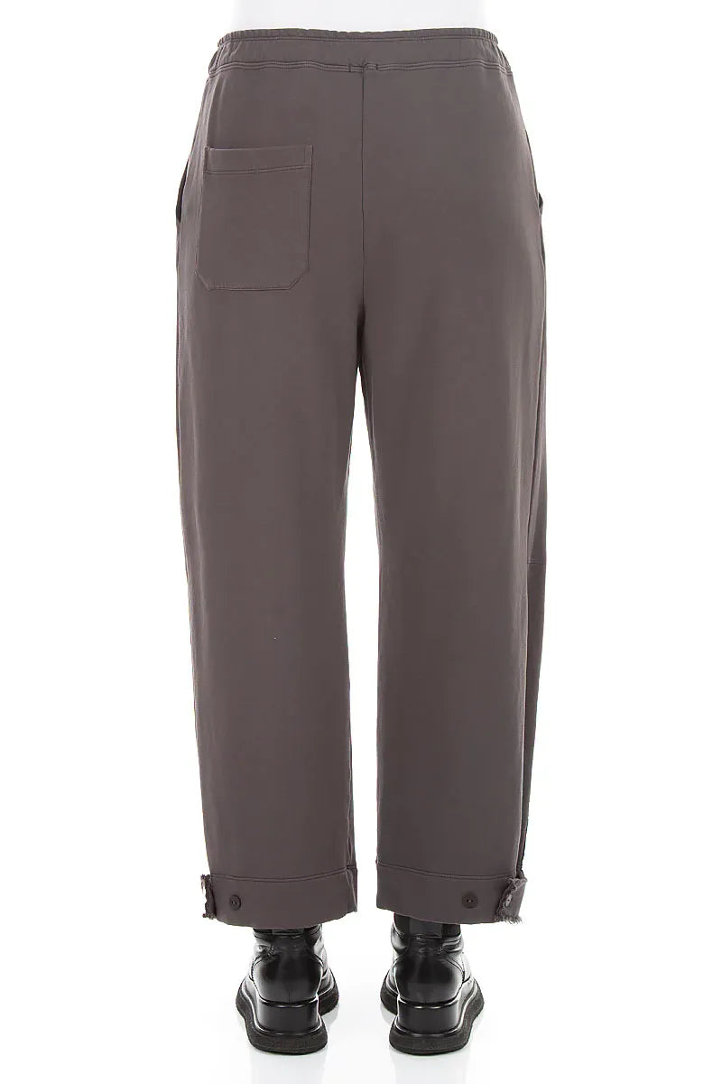 Tapered Charcoal French Terry Cotton Trousers 2