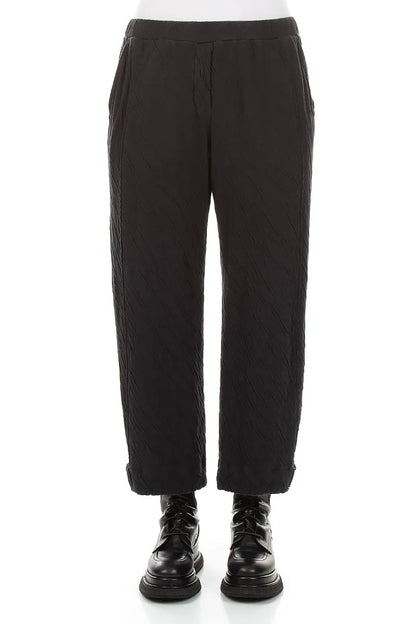 Tapered Grey Wavy Cotton Trousers