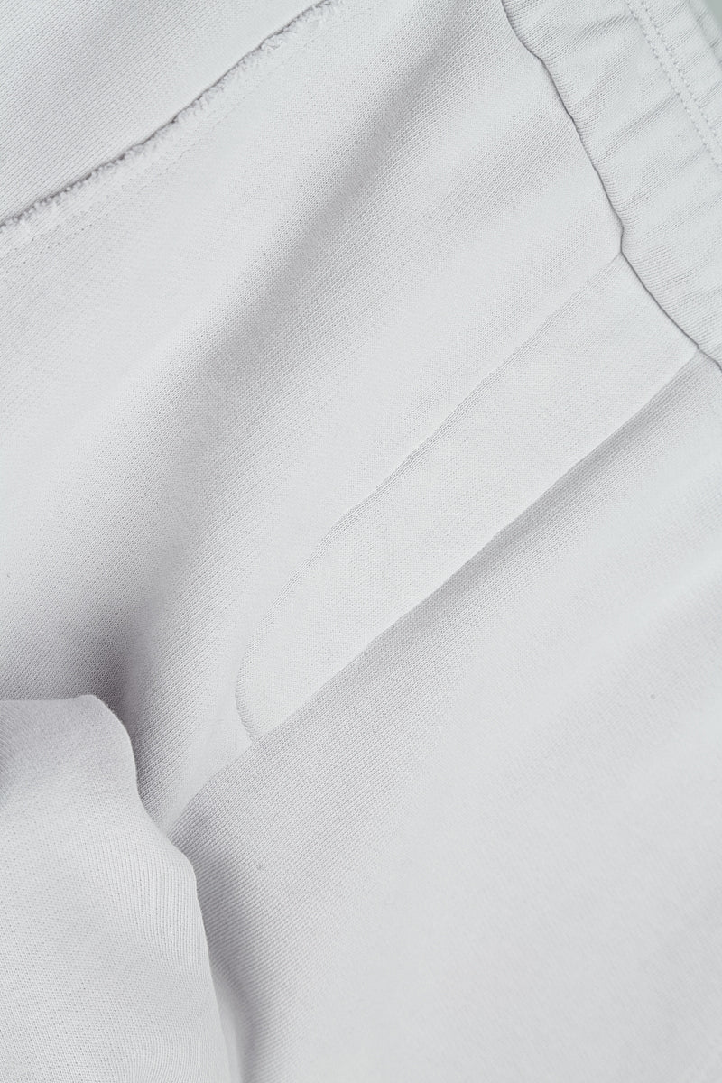 Tapered Pearl Grey French Terry Cotton Trousers 5
