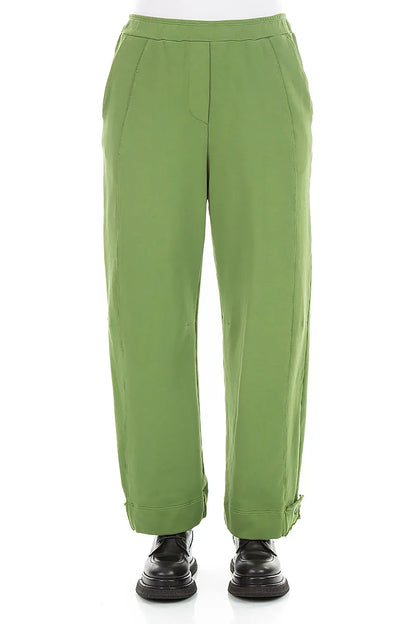 Pantalon fuselé en coton French Terry Vert trèfle