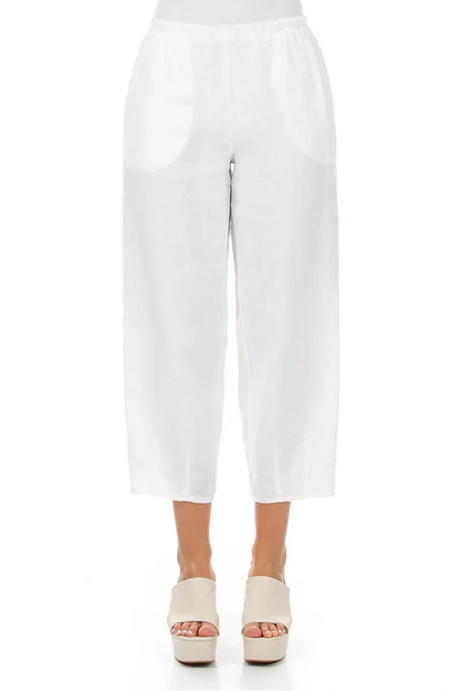 Tapered White Linen Trousers 1
