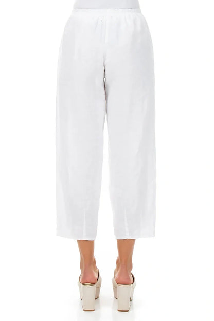 Tapered White Linen Trousers 2