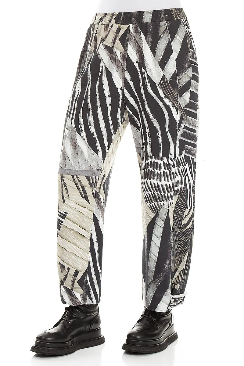 Tapered Wild Ink French Terry Cotton Trousers 3