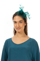 Teal Green Bead Fascinator 3