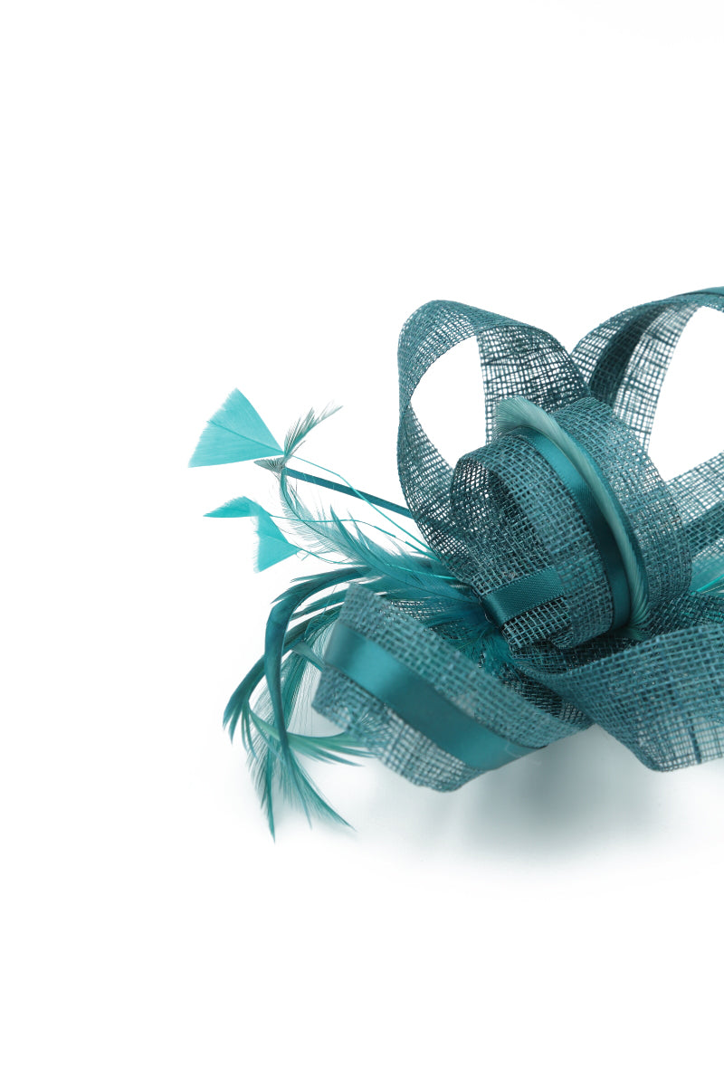 Teal Ribbon Fascinator 5