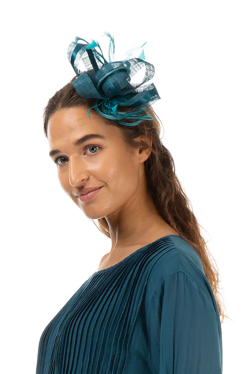 Teal Ribbon Fascinator 4