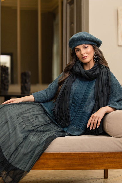 Teal Knitted Wool Beret 6