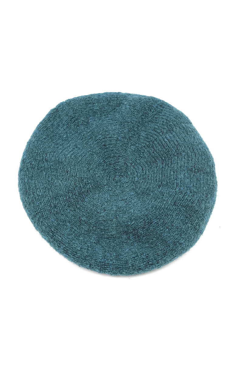 Teal Knitted Wool Beret