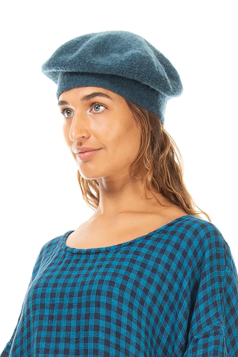 Teal Knitted Wool Beret